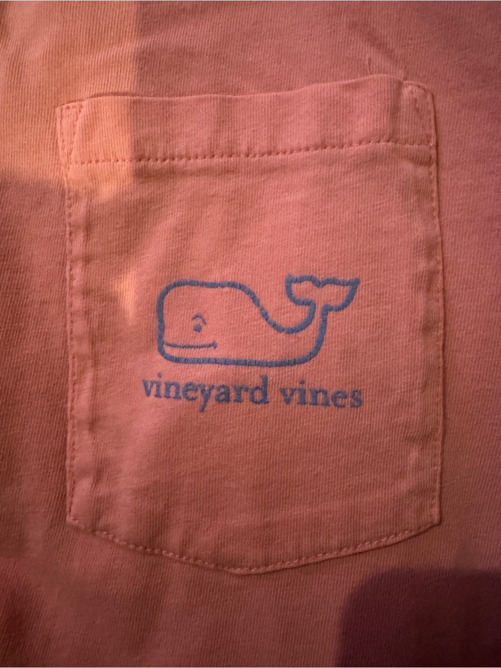 Vineyard Vines Coral Crewneck long sleeve Tee with Blue Logo
